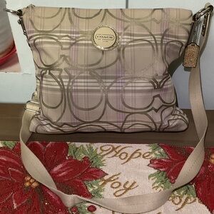 Coach Beige and Tan Crossbody Bag